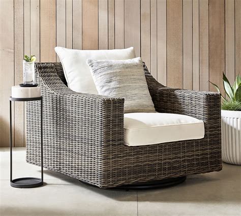 pottery barn rattan chair|Torrey Wicker Swivel Outdoor Dining Chair